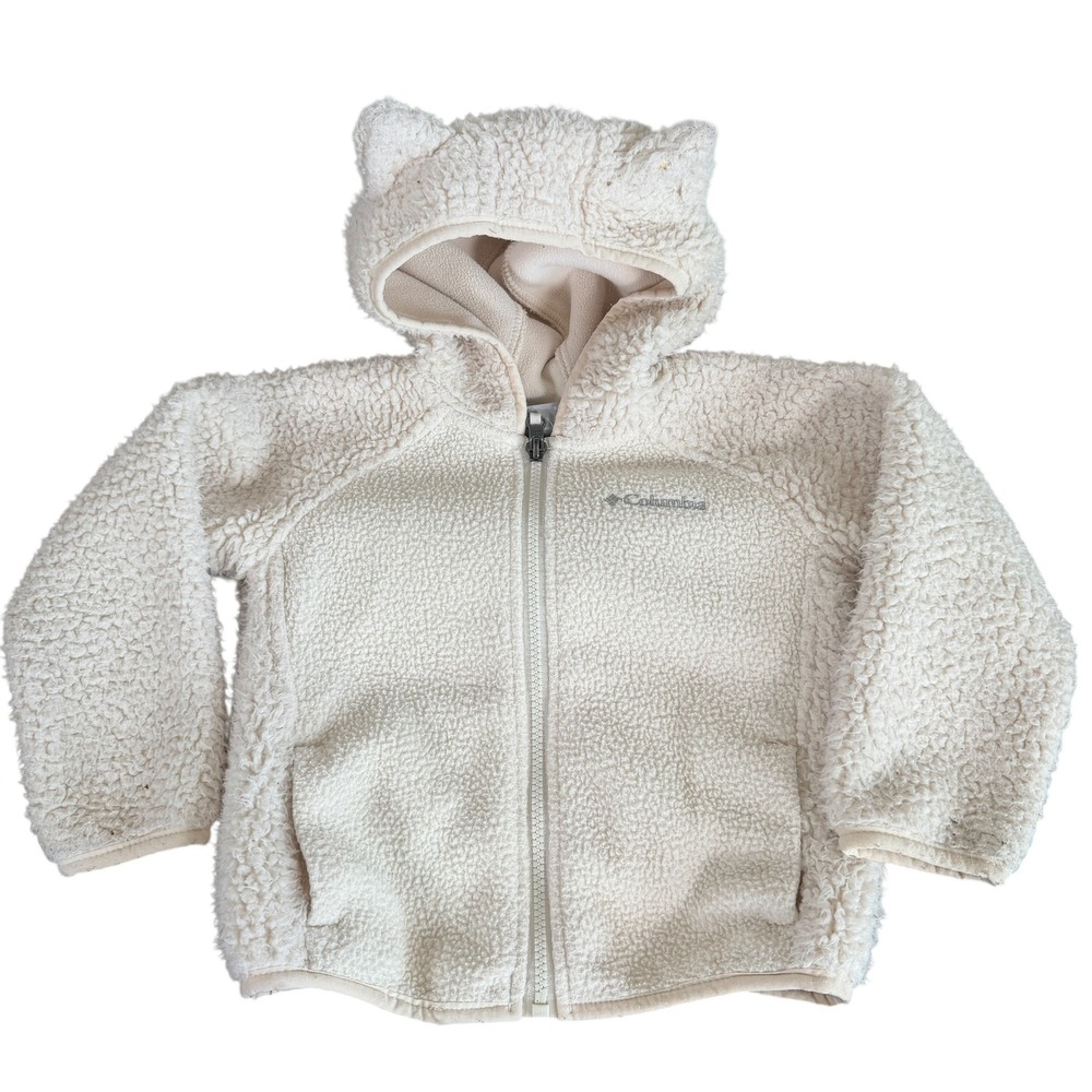 Columbia Foxy‎ Baby Sherpa Fleece Hoodie Toddler 3T Cream Full Zip Jacket